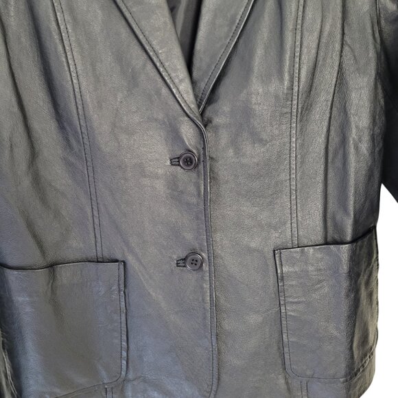 JohnPaulRichard Black Leather Blazer Like-New Women's Medium/size 10 - Picture 8 of 11